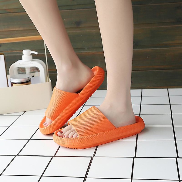 4,5 cm forhøyede dametøfler, minimalistiske sklier med bred passform Orange Red 36-37