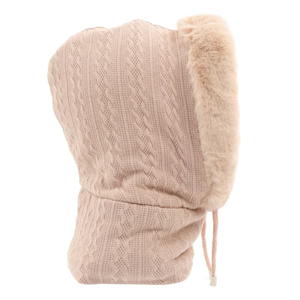Termisk Vintermössa Integrerad Halsduk Mask Köldtålig Utomhus Ridmössa Beige