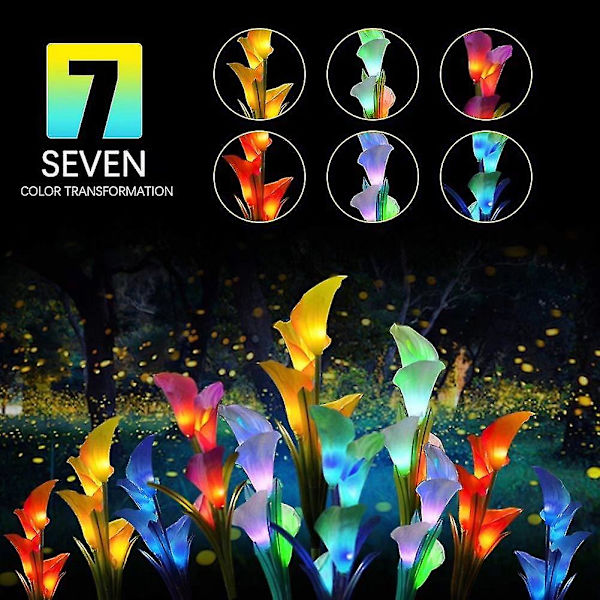 Jordstik Lampe Solar Vand Taro Lily Lampe Farverig Led Simuleringslampe Lanterne Udendørs dekoration Plænelampe Plug-in havelampe