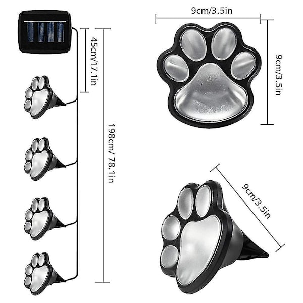 Solar Lights Paw Lights (set med 4), djur Path Paw