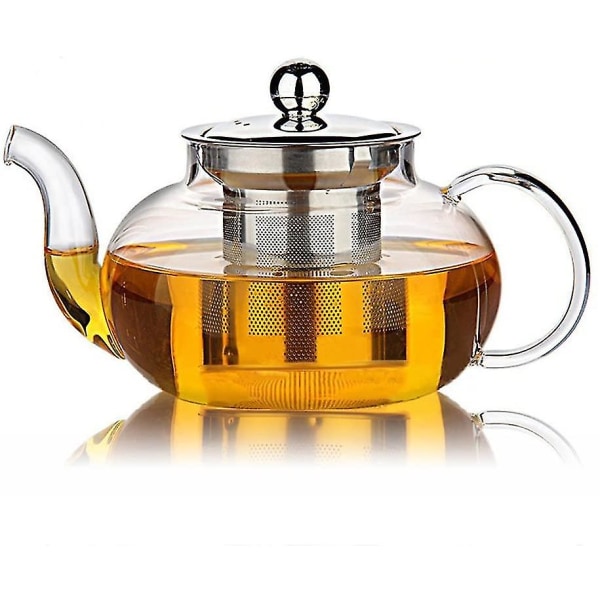 Tekanna av glas med avtagbart lock i rostfritt stål och infusionsanordning, 33 ounce