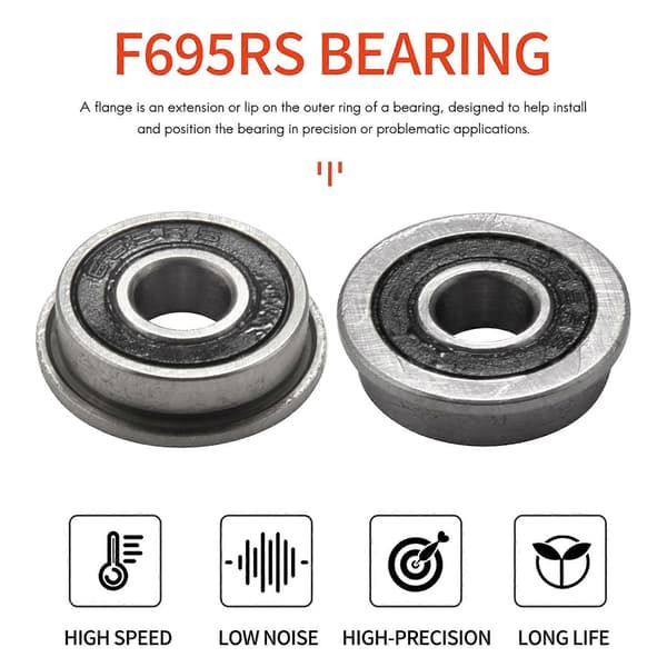 10 stk F695-2RS Leje 5x13x4mm Flangede Miniature Kuglelejer F695RS til VORON Mobius 2/3 3D-printer