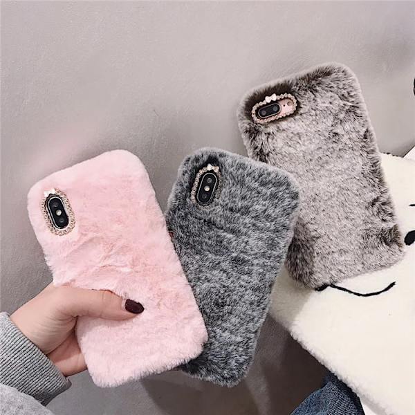 För Iphone X / Xs Plush Rabbit Phone Protect Case(rosa)