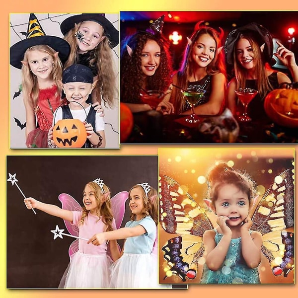 4 par tomteöron, spetsiga öron för halloween, cosplay, animefest, kostymfest, set med tomteöron