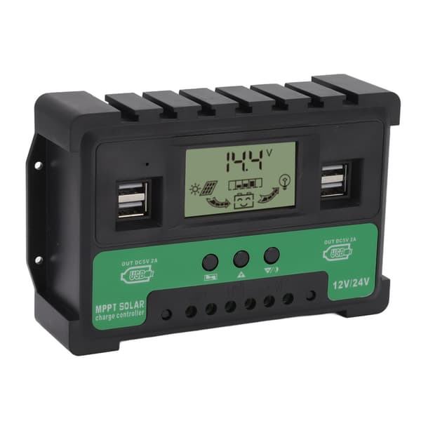 12V 24V 40A Solcelleladeregulator LCD-skjerm Dobbel USB-utgang PV-regulator