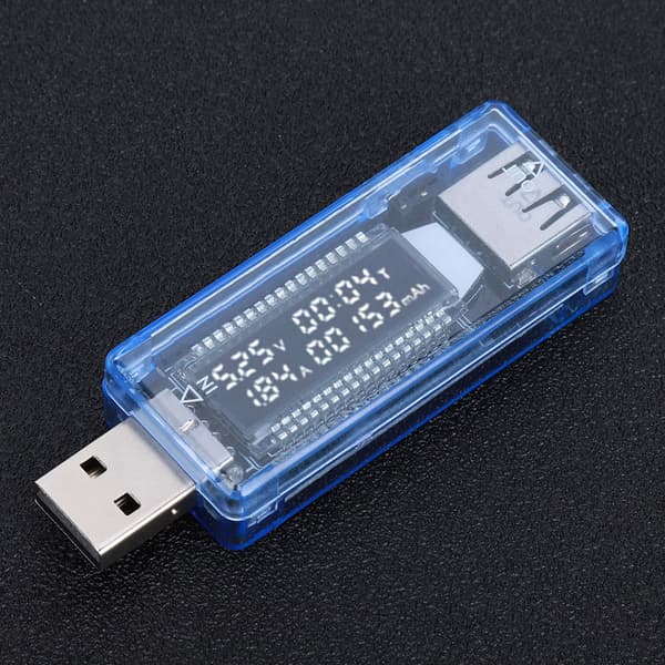 LCD USB Detektor Voltmeter Amperemeter Effektkapasitetstester Spenning Strømmåler