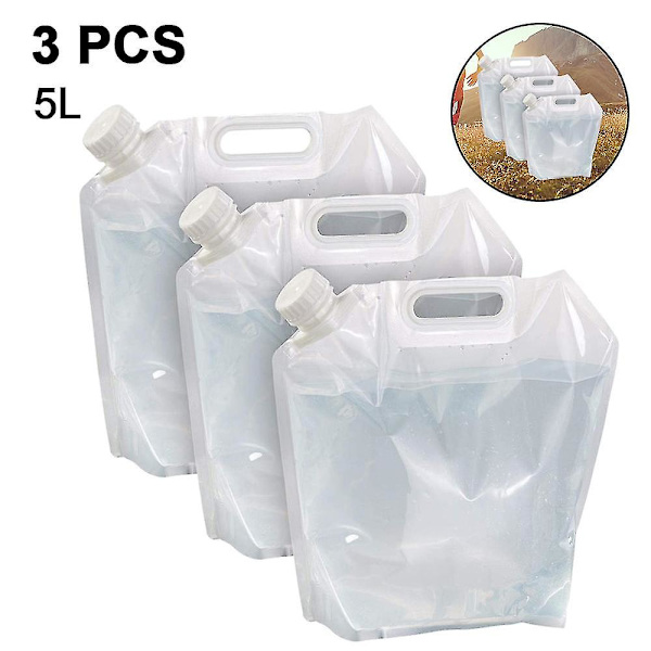 Hopfällbar vattenbehållare, Bpa-fri plast vattenvikbar bärare 5L
