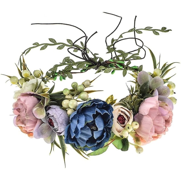 Justerbar blomkrona, blommig headpiece Blommig krona bröllopsfester foto rekvisita