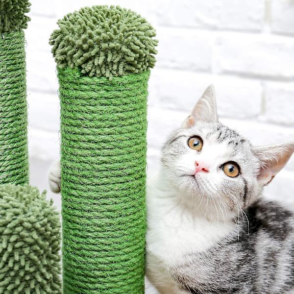 Shxx Cat Scratching Stolpe Cactus Cat Scrapcher med 3 skrapor och interaktiv dinglande boll Pet-a28 Pet-a28