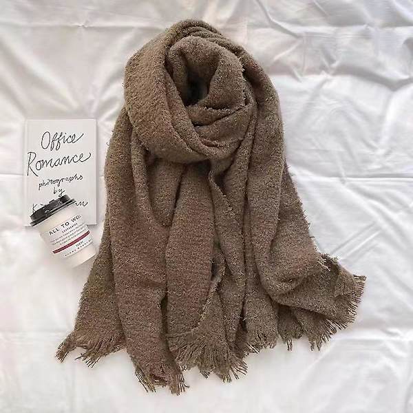 Koreansk version av enfärgad stickad scarf kvinnlig höst och vinter nät Röd ins förtjockning varm sjal halsduk camel
