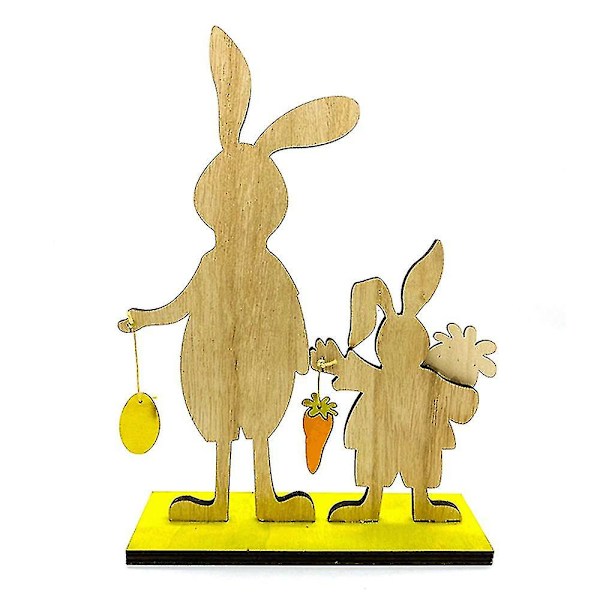 Påsk Trä Kanin Bordsskiva Dekor Söta Påsk Trä Hantverk Ornament C