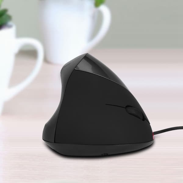 Ergonomisk design USB-kablet spilmus med håndledsstøtte - 1600 DPI - til bærbar computer (sort)