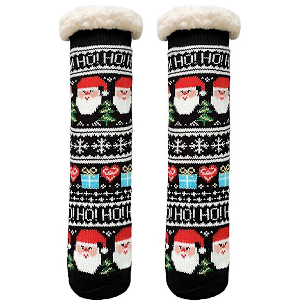 Unisex tofflor strumpor jul plysch golv jultomten Xmas strumpor Black
