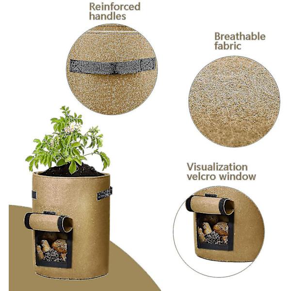 Kartoffeldyrkningsposer 3 pakke 10 gallon kartoffeldyrkningsposer Blomstergrøntsagsdyrkningsposer til kartofler, tomater, gulerødder