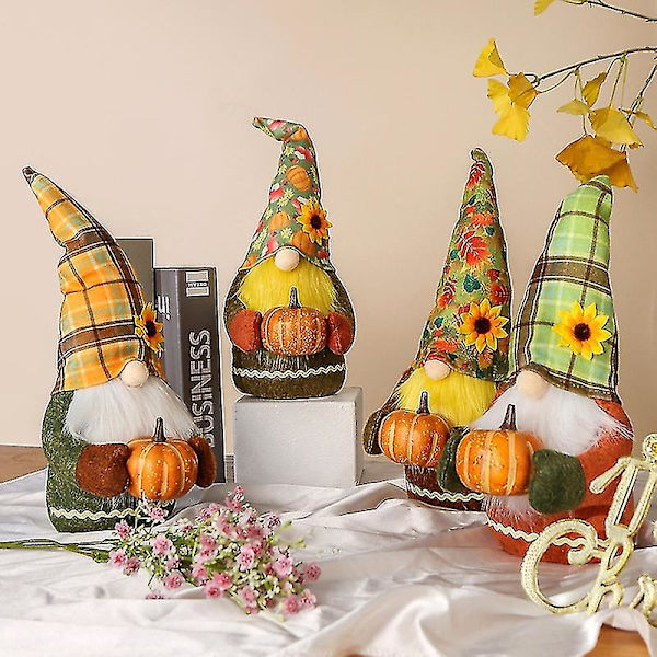 Ansiktslös docka Bedårande bekväm att hålla i tyg pumpa prydnad Gnome plysch docka för barn Orange