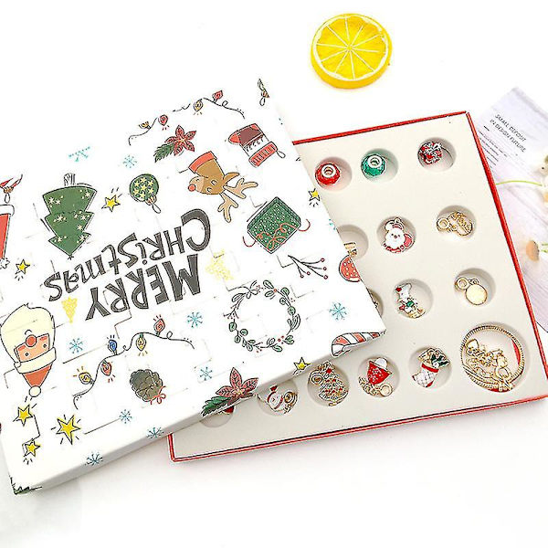 24 Countdown Calendar Advent Surprise Blind Box DIY Creative Armband Smycken Julklapp Silver