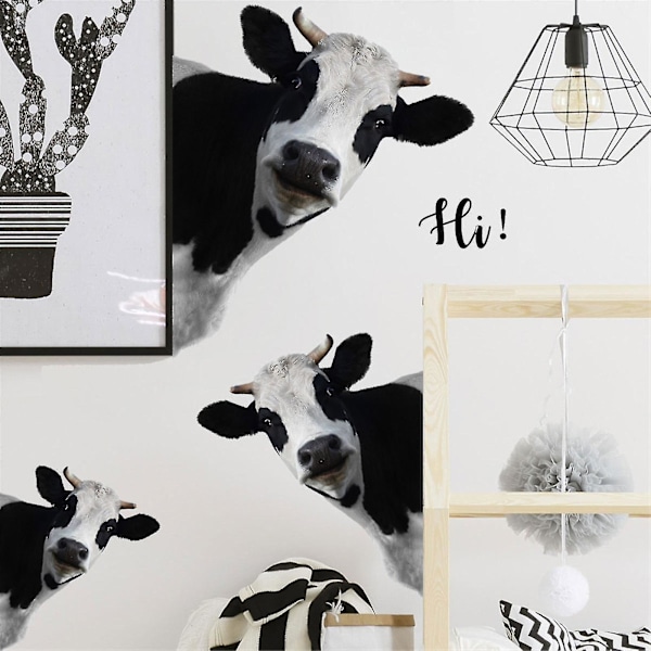Cow Wall Decal Peel And Stick Graphic til soveværelse Stue Badeværelse