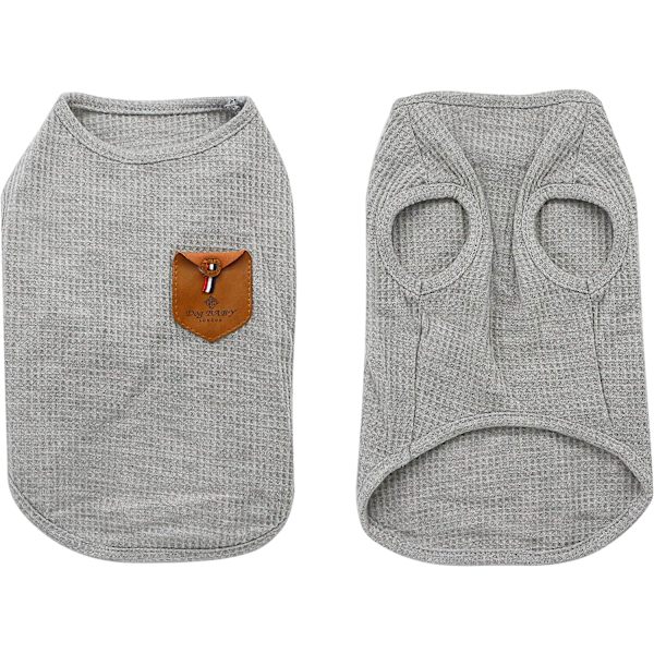 Hundtröja, kattkläder, 100 % bomull, för minihund, liten hund och katt (M-grå)
