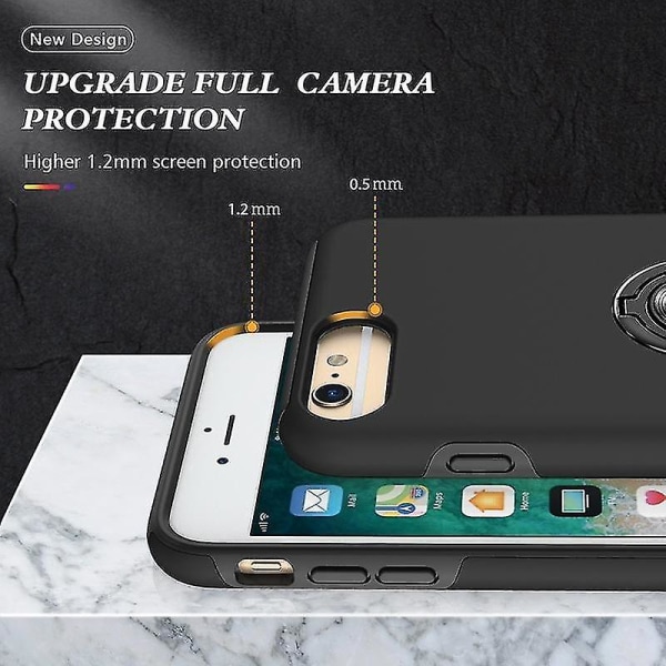 Magnetisk ring Kickstand Stötsäkert phone case för Iphone 6 Plus (svart) Black