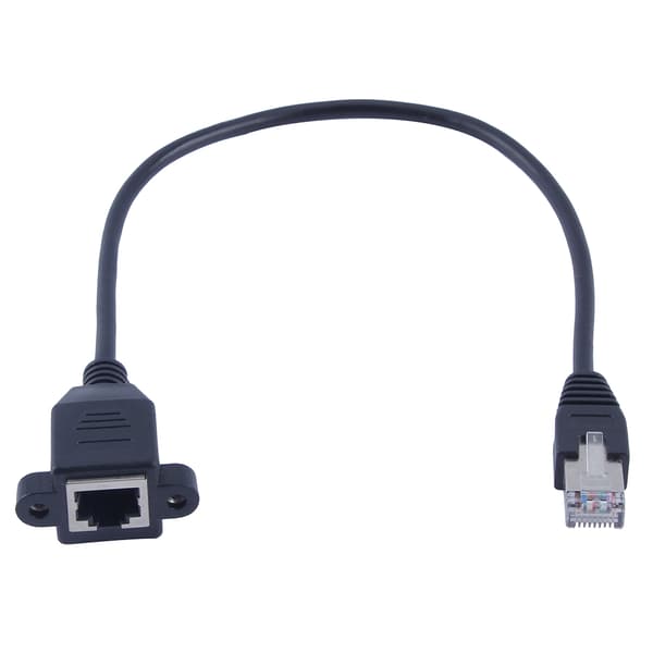 30 cm RJ45 han til hun skruepanelmontering LAN Ethernet forlængerkabel
