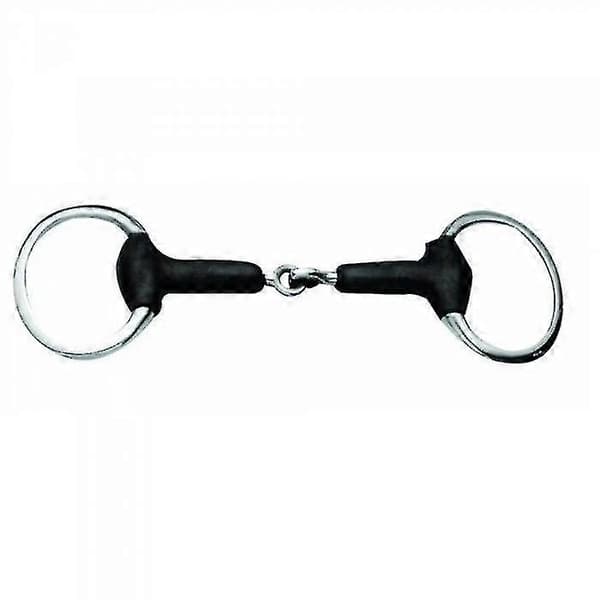 【BQ】Eggbutt Snaffle Bitt med myke gummiledd Black 5in