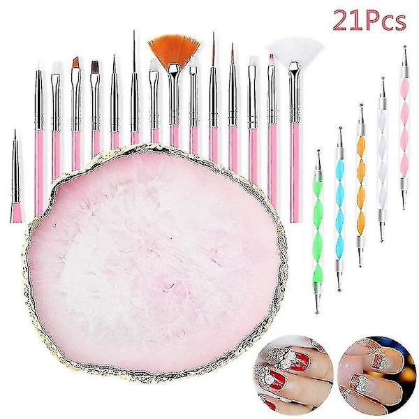 Hhcx-21pcs Nail Art Tools Including Ultra Palette Perfect Manicure Accessories Kit|dotting Tools(pink)