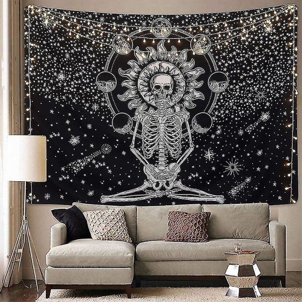 Skelet Gobelin Gothic Bohemian Væghængende Home Decor Tæppe Sengetæppe 148x200cm