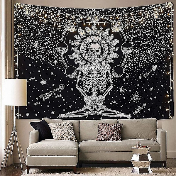 Skeleton Tapestry Gothic Bohemian Seinäkoriste Kodinsisustus Peitto päiväpeite 148x200cm