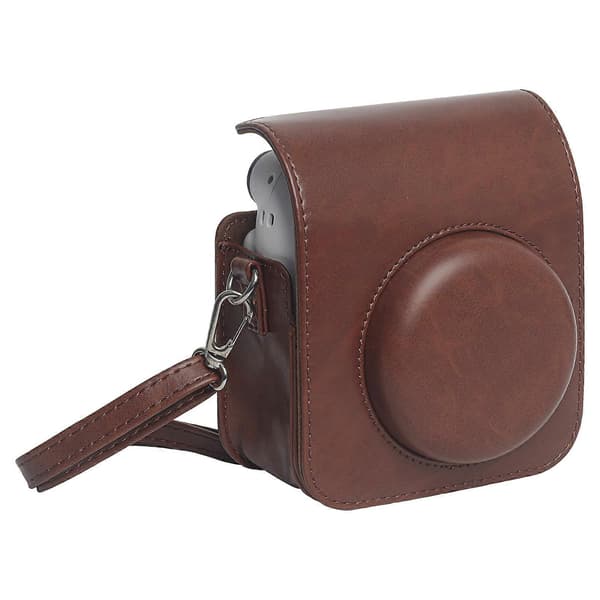 【BQ】Leather Case for FUJIFILM Instax mini 12, Full Body Camera Bag with Shoulder Strap (Brown) Brown