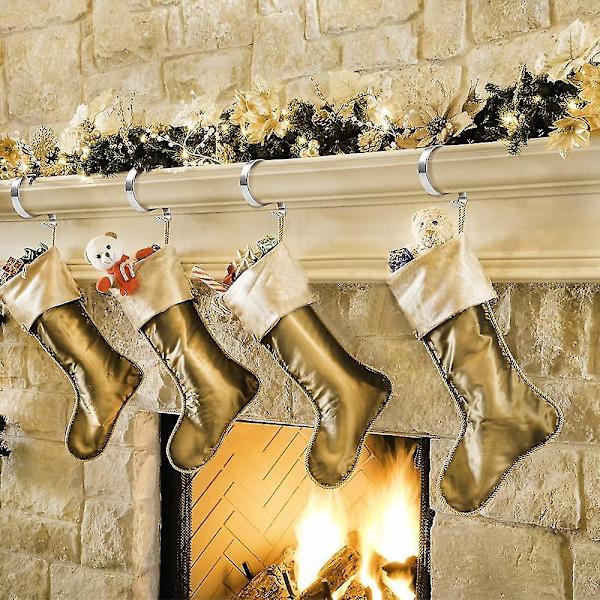 2st julstrumpa hängare Klämma krok metall krok multifunktionell krok för mantel juldekoration