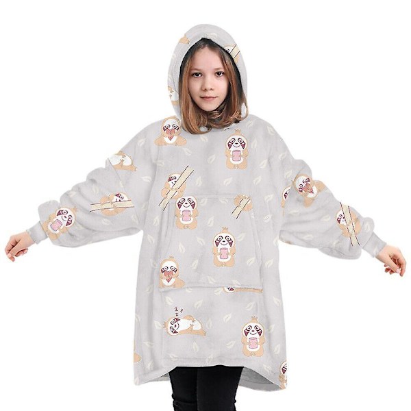 Barntryckt överdimensionerad jätte stor huvtröja filt huvtröja i fleece Pattern 5