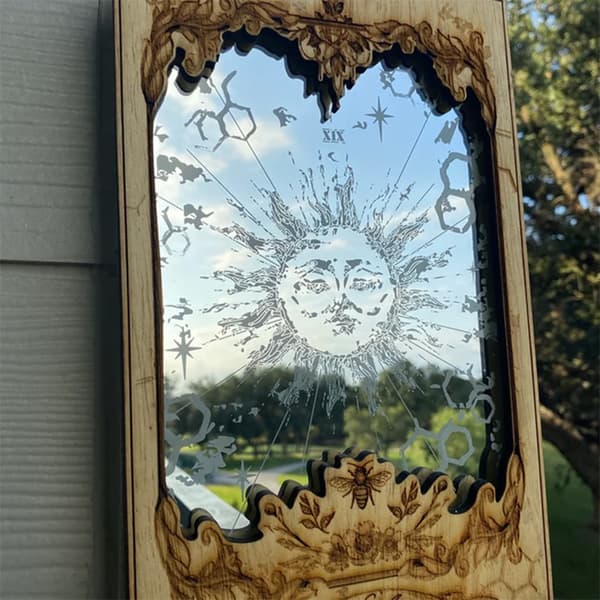Sun XIX Tarotkort Träspegel Heminredning