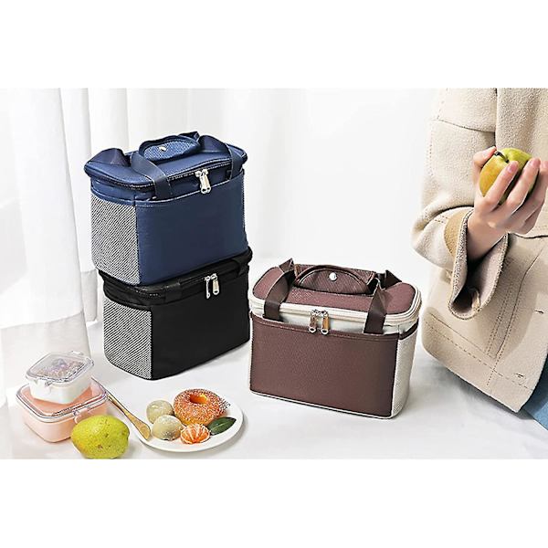 6l förtjockad svart återanvändbar isolerad matsäck för student, resepicknick (liten, svart) Navy blue