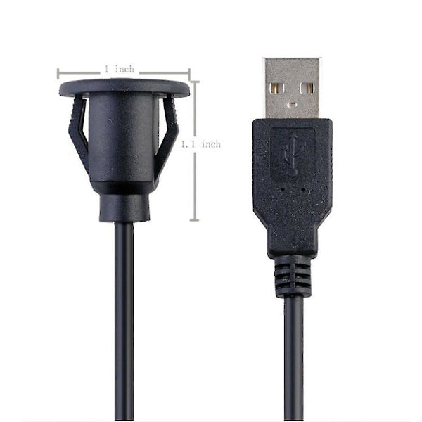 1m/3ft Car Dash Board Mount USB 2.0 Hane Till Hona Socket Panel förlängningskabel Black