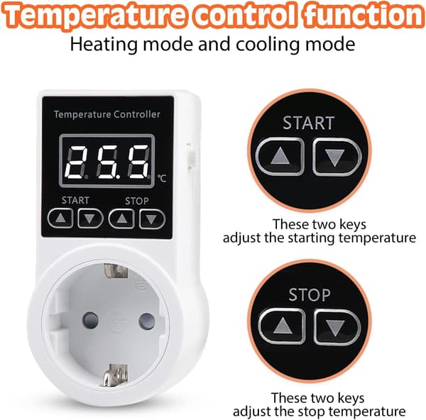 【BQ】Digital termostat temperaturkontrolluttak, varmetermostat med NTC-probe-FF-