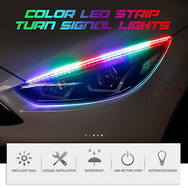2kpl peräkkäiset virtaavat Rgb-päiväajovalot Drl multi led-suunnatut suuntavilkut ajovaloihin 30cm