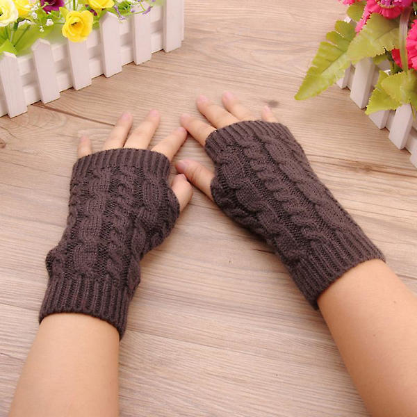 Nya Kvinnor Handvärmare Vinterhandskar Modestickning Faux Wool Vante Varma Fingerless Femme Kvinnor Handskar White