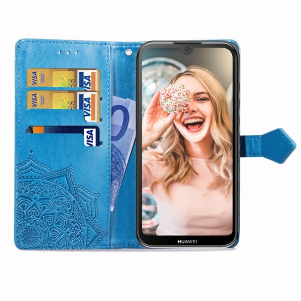 【BQ】Huawei Y5 (2019) - Plånboksfodral Mandala - Blå Blå Blue Blå
