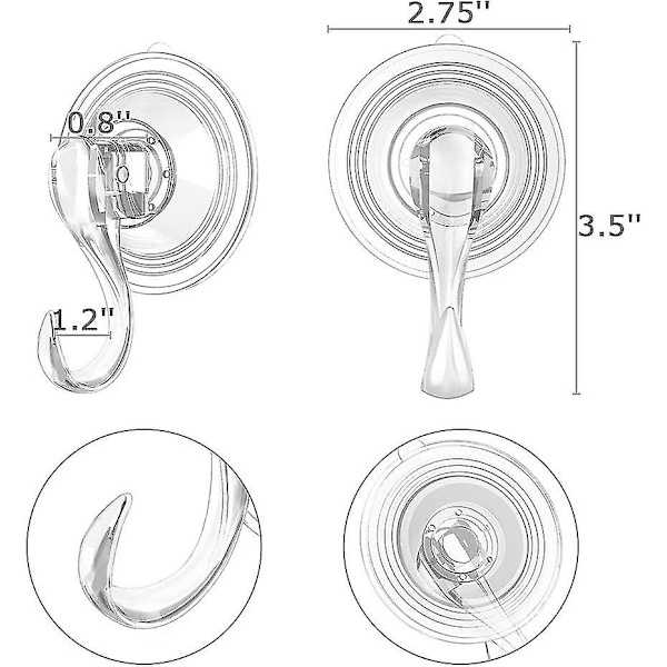 2 stk Kransbøjle-sugekop Krog-heavy Duty Vakuum Væg Sugekrog 6PCS