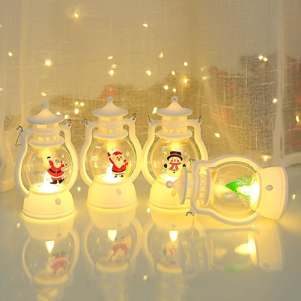 Retro Flameless Mini Christmas Lantern Bord Centerpiece Led Lantern Xmas Decor B