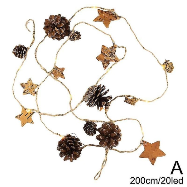 Jouluvalot Led String Lights Männyn neulat Männynkäpy Kuparilanka Valot Joulukellot Koristevalot