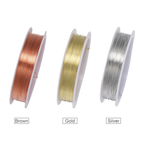 Gull 0,8 mm 0,8 mm smykker perletråd 8 fot sterk anløpsbestandig kobberhåndverkstråd for gjør-det-selv-smykker Halskjede Armbåndfremstilling