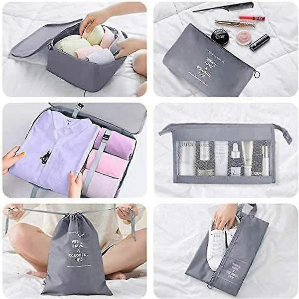 8-delars organiseringset bagage resväska förvaringsväskor packningskuber presenter Grey