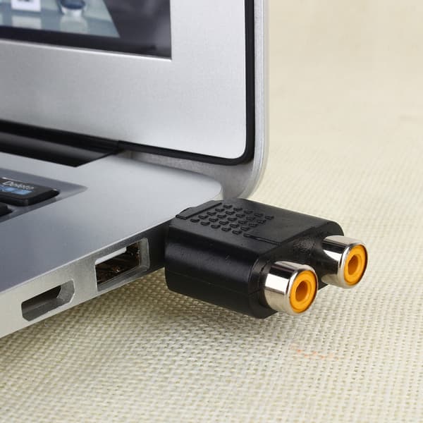 3,5 mm han til 2 RCA hun Audio Forlænger Adapter