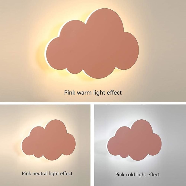Væglampe Cloud Lamp Interiør Moderne Akryl Lampeskærm Med Integreret Led Lys Børneværelse Tricolor Lys Pink