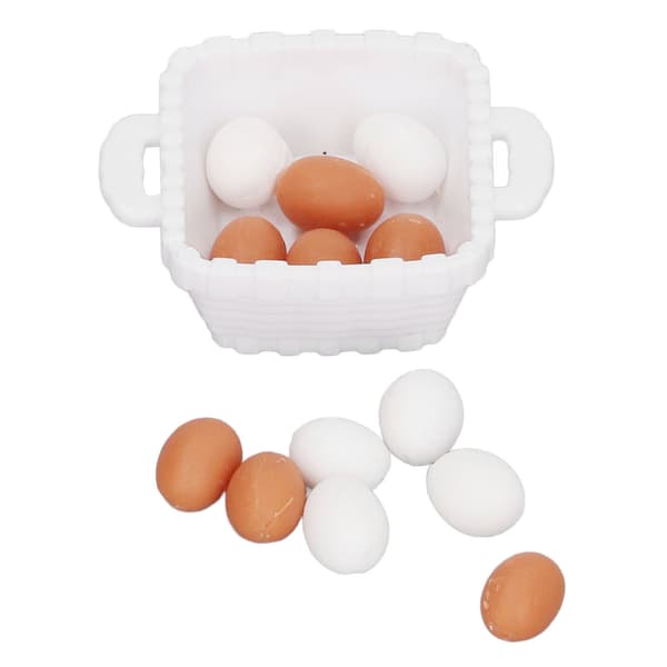 1 12 Skala Dukkehus Plast Egg Modell med Kurv for Barn