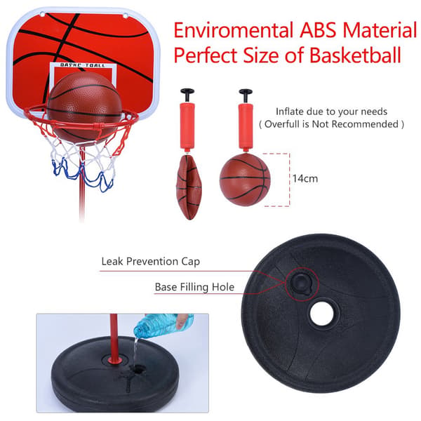 Höjdjusterbart basketkorgsystem för barn med bakplatta och nät