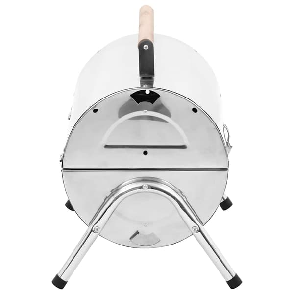 【BQ】vidaXL Bærbar kullgrill dobbel rustfritt stål Silver Silver