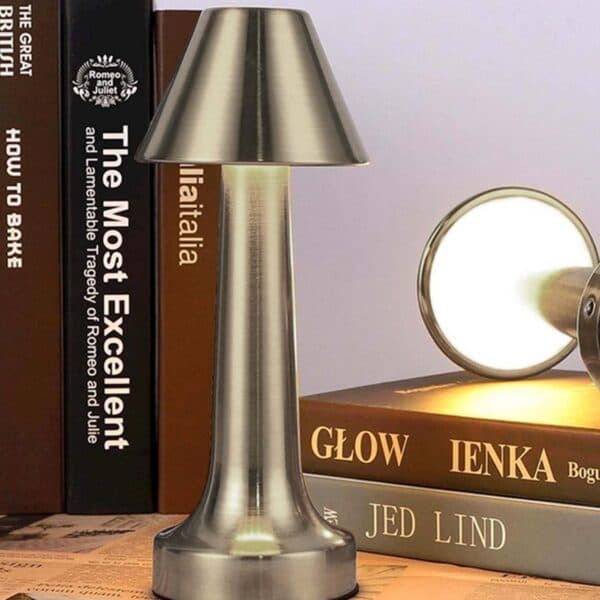 Retro Oppladbar Bordlampe i Metall Dimmer Gull