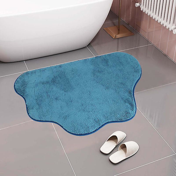 Badeværelsesmåtte Vandabsorption Brusebad Tæppe Køkken Soveværelse Gulvmåtte Vaskbart tæppe skridsikkert Badeværelsestilbehør Boligindretning Lake Blue 50x80cm